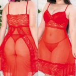 قميص نوم احمر شفاف - كود 008