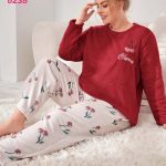 بجامة حريمي شتوي كم طويل - كود 6238