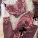 بيجامة حريمي ستان ليلية ناعمة - كود 029