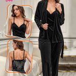 بيجامه 3 قطع قطيفه - كود 044