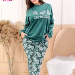 بيجامه حريمي شتوي قطيفه مبطن - كود 6004