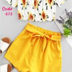 بيجامة شورت قطن بتصميم صيفي - كود 673