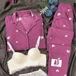 بيجامة شتوية حريمي بأقمشة قطيفة - كود 829