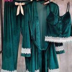 بيجامه حريمي قطيفه 3 قطع - كود 9010