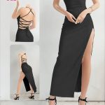 فستان طويل مفتوح بالجمب - كود 915