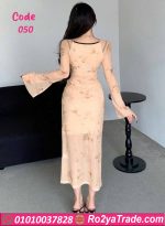 فستان طويل بأكمام جذابة - كود 050