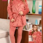 بيجامه بالروب دافئه حريمي - كود 1090