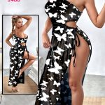 العنوان: فستان عصري بطبعة فراشات - كود 1480