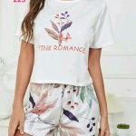 طقم بيجامة بنقشة ورود - كود 225