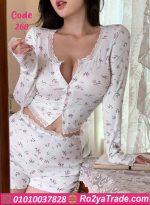 طقم بلوزة بأكمام طويلة وشورت - كود 260