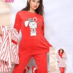 طقم شتوي دافئ بطبعة أرنب - كود 4009