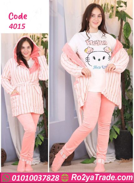 طقم شتوي بطبعة Hello Kitty - كود 4015