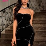 فستان سهرة مخملي قصير - كود 4247