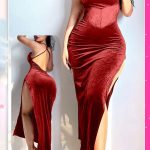 فستان مثير قطيفه طويل - كود 752