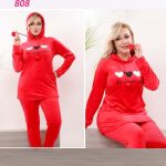 طقم شتوي حريمي هودي مطبوع - كود 808