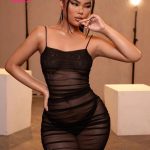 فستان أسود شفاف قصير - كود 8805