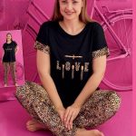 بيجامة صيفية حريمي بيج سايز بطبعة ليوبارد - كود B1230