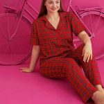 بيجامة حريمي كاروهات أنيقة - كود B1251