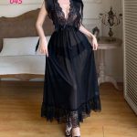 فستان نوم دانتيل شفاف - كود 045