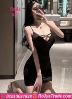 ⁦فستان قصير أسود - كود 087⁩ - الصورة ⁦5⁩