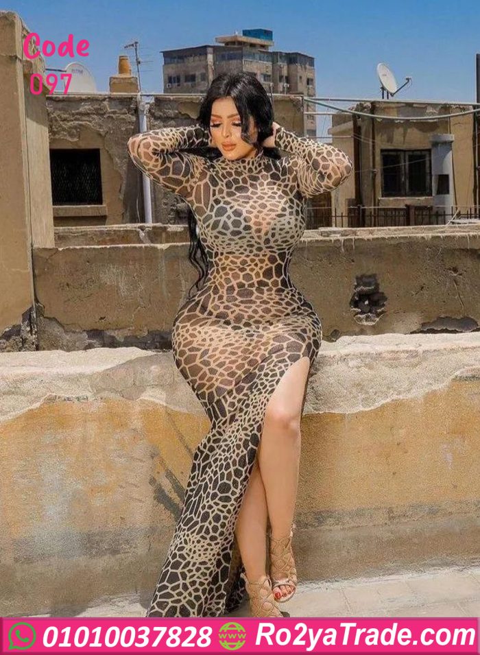 فستان حريمي تايجر بفتحة جانبية - كود 097