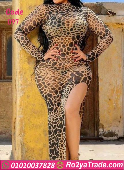 فستان حريمي تايجر بفتحة جانبية - كود 097