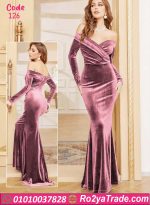 فستان سهرة طويل بأكمام طويلة - كود 126