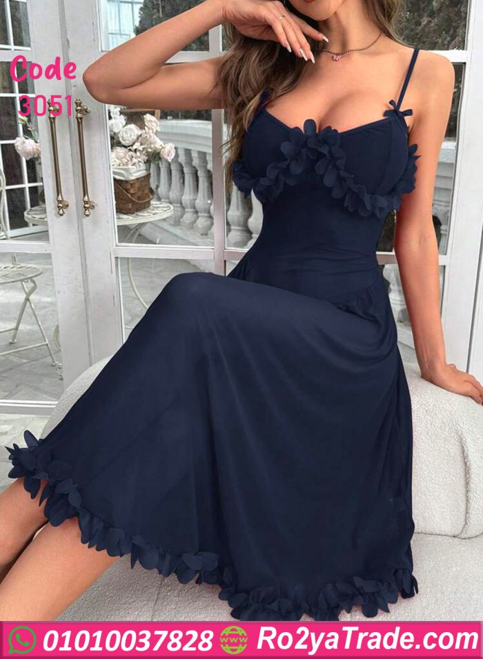 ⁦فستان حريمي بكسرات مودرن - كود 3051⁩ - الصورة ⁦2⁩