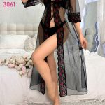 روب لانجري شفاف وورود - كود 3061