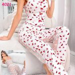 طقم نسائي صيفي شفاف بطبعات - كود 4021