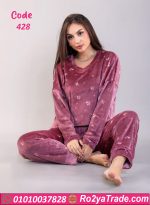 بيجامة شتوي حريمي مزينة بالزهور - كود 428