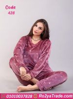 بيجامة شتوي حريمي مزينة بالزهور - كود 428