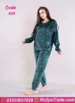 بيجامة شتوي حريمي مزينة بالزهور - كود 428