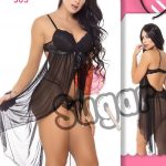 قميص نوم اسود شفاف - كود 505