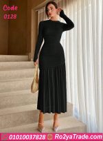 فستان سهرة طويل بأكمام طويلة - كود 0128