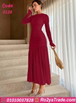 فستان سهرة طويل بأكمام طويلة - كود 0128