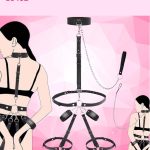 طقم هارنس BDSM مع أصفاد ورباط عنق - كود 10402