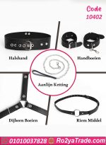 طقم هارنس BDSM مع أصفاد ورباط عنق - كود 10402