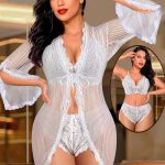 طقم برا وبانتي دانتيل مع روب - كود 274