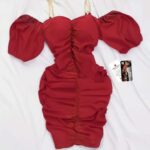 فستان قصير بكم منفوخ - كود 0430