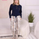 بيجامه قطن كم طويل حريمي - كود 3900