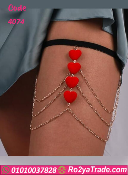 سلسله فخد للنساء مثيره كريستال قلوب حمرا - كود 4074