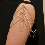 سلسلة للفخذ زهرة و مزخرف بلؤلؤ اصطناعي - كود 4075