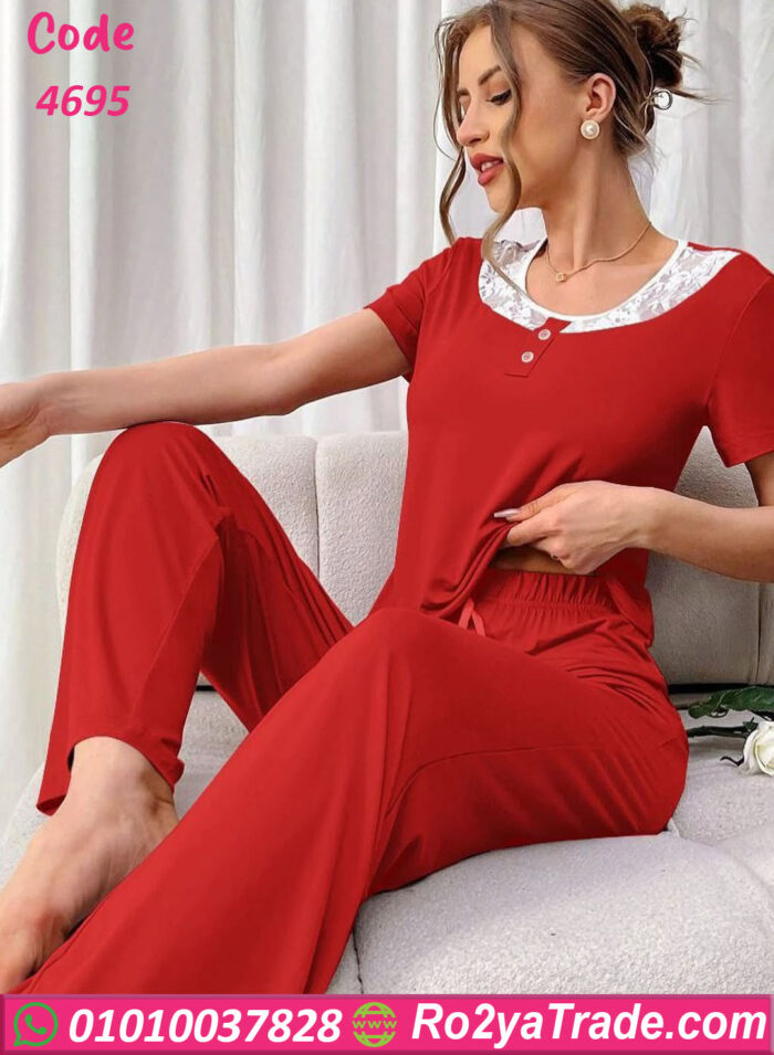بيجامة نسائية نص كم - كود 4695