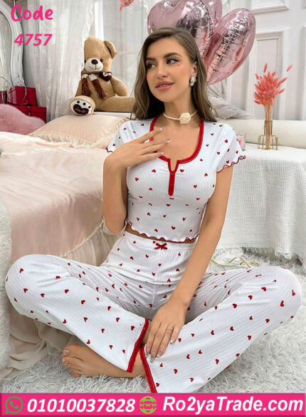 بيجامة قلوب أنيقة - كود 4757