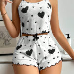 بيجامه شورت حريمي قلوب - كود 4958