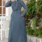 دريس كم مقلم جينز وسوسته صدر - كود 6095