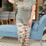 بيجامه حريمي نص كم بيج سايز - k803