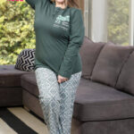 طقم بيجامة حريمي مشجر - k812