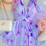 فستان قصير بطباعه فرشات - كود237